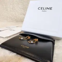 CELINE セリーヌ トリオンフ ゴールド チェーン ピアス パール付