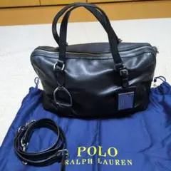 Polo Ralph Lauren レザーショルダーバッグ ブラック　2way