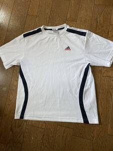 USED Tシャツ メンズ サイズL メッシュ 速乾 アディダス（adidas） カラー ホワイト ブラック ライン