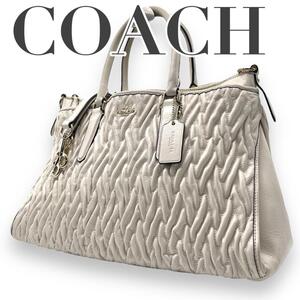 COACH コーチ　s6 レザー　ハンドバッグ　f37083 ホワイト　2way