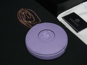 1円 ■極美品■ VERSACE ヴェルサーチ メデューサ レザー チェーン 小銭入れ コーンパース ポーチ マルチケース ラベンダー系 FJ1335