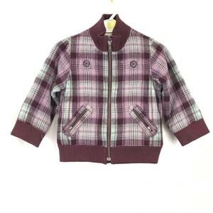 GAP★ウール/裏起毛/ジップアップジャケット【kids size-100/紫/purple/チェック柄】Jackets/Jumpers◆BH205