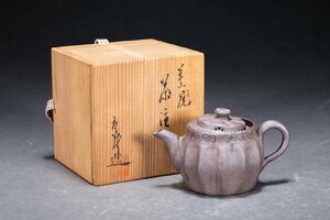 【善古堂】某有名オークション買入 時代物 萬古焼 立花龍昇造 茶注・急須 共箱 茶煎道具 骨董品 古美術0710-92S09　