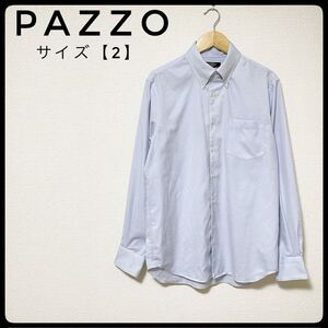 1円〜 PAZZO ワイシャツ　チェック　フォーマルシャツ　2　ドレスシャツ メンズ 長袖ボタンダウンシャツ トップス シャツ　日本製　パッゾ