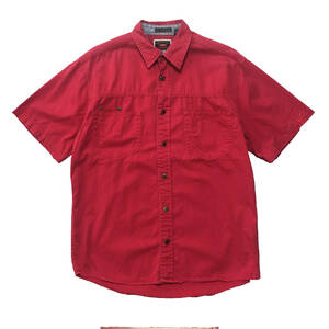 【期間限定SALE】古着 Wrangler ラングラー ワークシャツ 半袖シャツ コットン 無地 赤 レッド メンズMサイズ 古着卸 BF0045