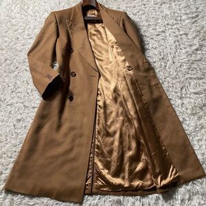 驚愕のカシミヤ100%!!!完全別格品!!!【アクアスキュータム Aquascutum】チェスターコート ダブル◎ キャメル◎ XL相当◎ マキシ丈◎