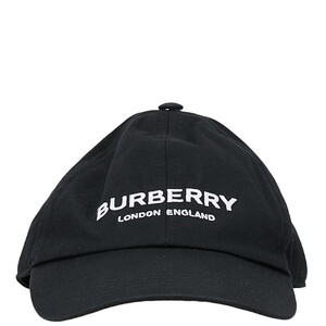 バーバリー ロゴ キャップ ベースボールキャップ サイズ:S 55 ブラック ナイロン レディース BURBERRY 【中古】