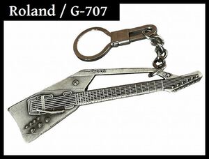 送無 希少 80年代 80s 当時モノ Roland ローランド G-707 ギター シンセサイザー キーホルダー ブローチ ピン付 バッジ レトロ ビンテージ