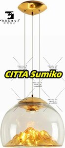 クラシック クリエイティブ ペンダント ライト 山形クリア ガラス シェード - シーリング ハンギング ランプ - 12 W LED (ゴールド)