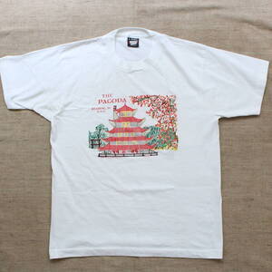 レア 1991年 PAGODA パゴダ 仏塔 ストゥーパ ヴィンテージ Tシャツ アート 古着USA アメリカ製 仏舎利 ビルマ ミャンマー 宗教 仏教 五輪塔