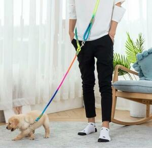 レインボー 首輪 ハーネス 肩掛けリード ペット用品 犬用 小型犬 中型犬