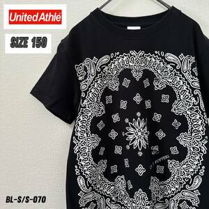 ユナイテッドアスレ　バンダナTシャツ　キッズ150サイズ　古着　半袖　ブラック