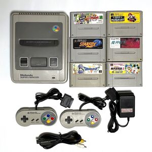 〈良品・動作確認済〉SFC スーパーファミコン 本体 SUPER FAMICOM スーパーマリオカート ドラゴンクエスト 魔神転生 ソフト6本 snes