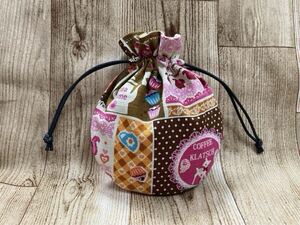 巾着袋 巾着　かわいい　キュート　丸底　ハンドメイド ミニ巾着 drawstring bag handcrafted