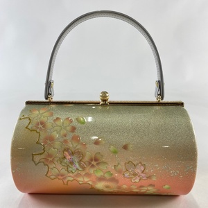 和装バッグ 美品 優品 フォーマル 桜 螺鈿 サーモンピンク エナメル 和装小物 【中古】