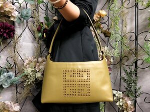 ●超美品●GIVENCHY ジバンシィ●4G パンチングロゴ●カーフ レザー 本革●ワンショルダー バッグ●カーキグリーン●肩掛け●Js52234