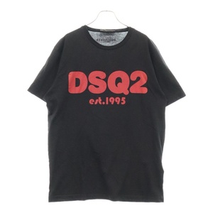 DSQUARED2 ディースクエアード 23SS ロゴプリント 半袖Tシャツ カットソー ブラック S74GD08