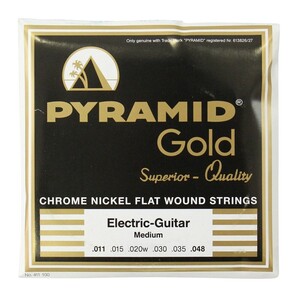 PYRAMID STRINGS EG Gold 011-048 chrome nickel flatwounds on round core フラットワウンド エレキギター弦×6セット