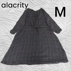 【alacrity】ブラウン チェック 切り替し チュニックワンピース Мサイズ