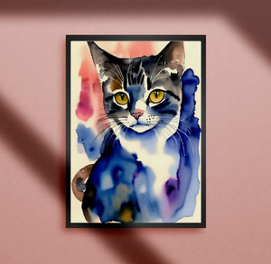 【A4額付き】にゃんこ 猫 ネコ ねこ キャット ペイントアート ボップアート ペットショップ 雑貨 ポスター