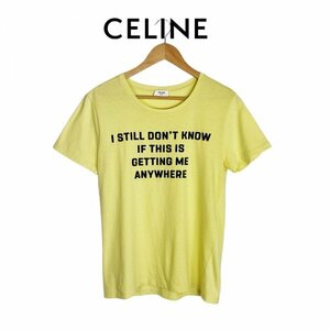 ★美品★ CELINE×David Kramer 2020SS Flocked Cotton Tee 2X309691I セリーヌ デイヴィッド・クラマー Tシャツ イエロー Sサイズ