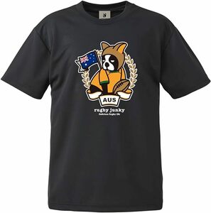 ★ラグビー ジャンキー S 半袖 コットン Tシャツ オーストラリア ワラビーズ クラウディオパンディアーニ ブラック ワールドカップ