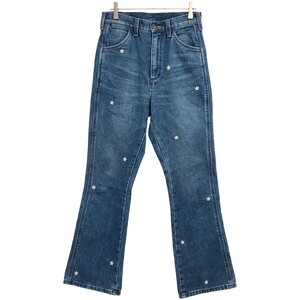 Wrangler ラングラー FLARE JEAN フラワー刺繍デニムパンツ WL1666 インディゴブルー S IT2T1ASGA0WO