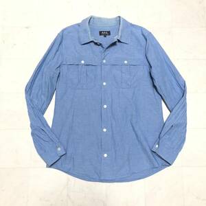 【送料360円】A.P.C. アーペーセー コットンリネンワークシャツ 開襟シャツ 男性用 メンズ XSサイズ 古着 日本製 AB103