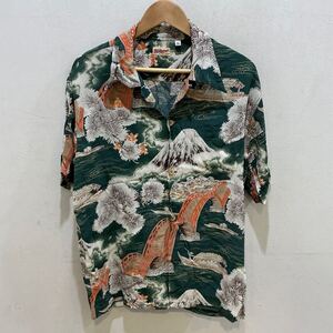 SUNSURF サンサーフ アロハシャツ オープンカラー 柄シャツ 半袖シャツ shirt 和柄 総柄 SS31602 サイズL green グリーン 705285