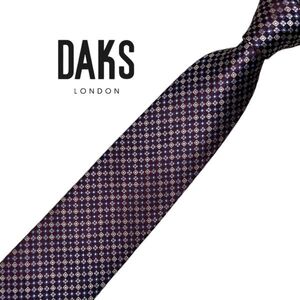 ★美品★やや細め★高級ネクタイ★DAKS★ブラウン系 パターン柄 ネコポス可 ダックス USED クリーニング プレス済み t987