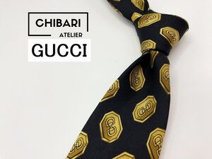 【美品】GUCCI　グッチ　ロゴ＆ドット柄 ネクタイ 3本以上 送料無料 メンズ ブラック　1205103