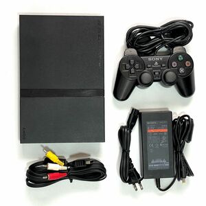 〈動作確認済み〉PS2 プレイステーション2 SCPH-70000 CB チャコールブラック 薄型 本体 プレステ2 PlayStation2