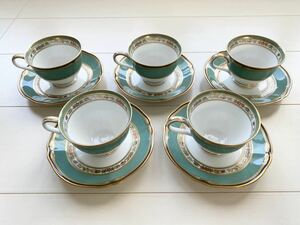 美品　Noritake ノリタケ　HANA RINSU ハナリンス　ティーカップ&ソーサー　5客セット