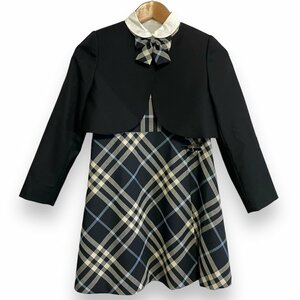 美品 BURBERRY LONDON バーバリー ノバチェック柄 シャツ×ワンピース×ジャケット 3点セット キッズ 子供服 130A ネイビー ◆