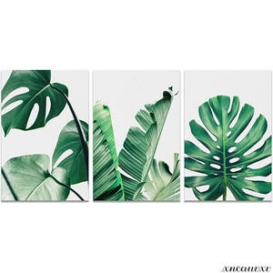 色彩鮮やかな 3枚アートパネル 植物 自然 グリーン 緑 葉 インテリア 部屋飾り 装飾 写真 3パネル 壁掛け おしゃれ