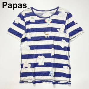 Papas パパス Tシャツ ボーダー 柄 Tシャツ柄 メンズ B42429-83