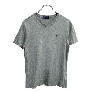 POLO RALPH LAUREN 半袖 ロゴ Tシャツ Lサイズ ポロラルフローレン ジュニアサイズ Vネック グレー 古着卸 アメリカ仕入 t2410-3080