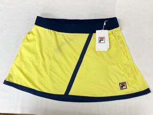 FILA　フィラ　テニス・スコート◆女性・ドライ・スケスケ◆VL1245・新品・未使用・Mサイズ・ウエスト65～69 イエロー×ネイビー　綺麗