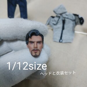 中古1/12sizeアクションフィギュア用★ドクターストレンジベネディクト・カンバーバッチ似ヘッドと衣装set★ファイセンTBLEAGUEの素体等に