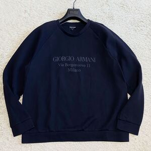 【黒ラベル/希少56サイズ】ジョルジオアルマーニ GIORGIO ARMANI トレーナー スウェット 4XL位 長袖 コットン ネイビー メンズ 最高級