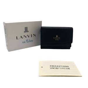 【美品】LANVIN en Bleu(ランバン) 三つ折り財布 ダークネイビー