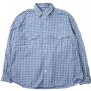 Porter Classic ポータークラシック 20SS 日本製 ROLL UP GINGHAM CHECK SHIRT ロールアップ ギンガムチェックシャツ S BLUE 長袖 mc68215