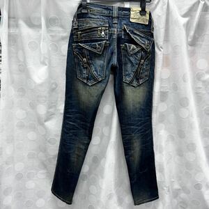 ★美品★26★LOLITA JEANS 古着 ジーパン デニムパンツ ロリータ デニム ウォッシュ加工 ダメージ加工 ジッパーデザイン レディース(11176E