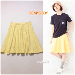 BEAMS BOY ビームスボーイ . カットワーク サークル レース 刺繍 コットン フレア スカート イエロー 送料無料