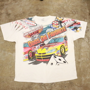 A514 2000年代製 Hanes ヘインズ 半袖プリントTシャツ■00s 表記2XLサイズ ホワイト 白 レーシング NASCAR トランプ アメカジ 古着 古着卸