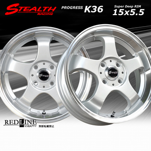 ■ ステルスレーシング K36 ■ 15x5.5J　軽四用/人気のスーパーディープリム!!　Hankook 165/55R15 タイヤ付4本セット