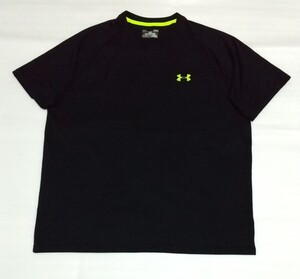 ☆UNDER ARMOUR 半袖TシャツLサイズLOOSEハチの巣柄ワンポイント蛍光ラグラン軽量ファッションTEEスポーツHEATGEARティー アンダーアーマー