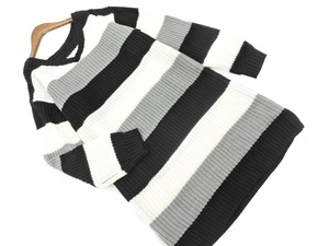 CECIL McBEE セシルマクビー ボーダー ニット ワンピース sizeM/白ｘ黒Xグレー ◇■ ☆ elc3 レディース