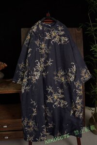 新品 ワンピース 半纏 襤褸 アンティーク風 綿入り 暖かい 洋服ミックス ロマンファッション 上品花柄 ポップ 和服 持ち出し斜めAA626