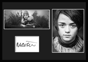 10種類!Maisie Williams/メイジー・ウィリアムズ/女優/サインプリント&証明書付きフレーム/BW/モノクロ/ディスプレイ(6-3W)